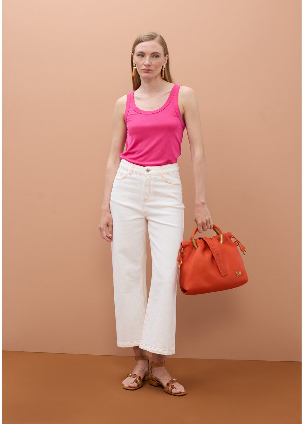 Ψηλόμεσο denim παντελόνι culotte με contrast εξώγαζα Lola Casademunt