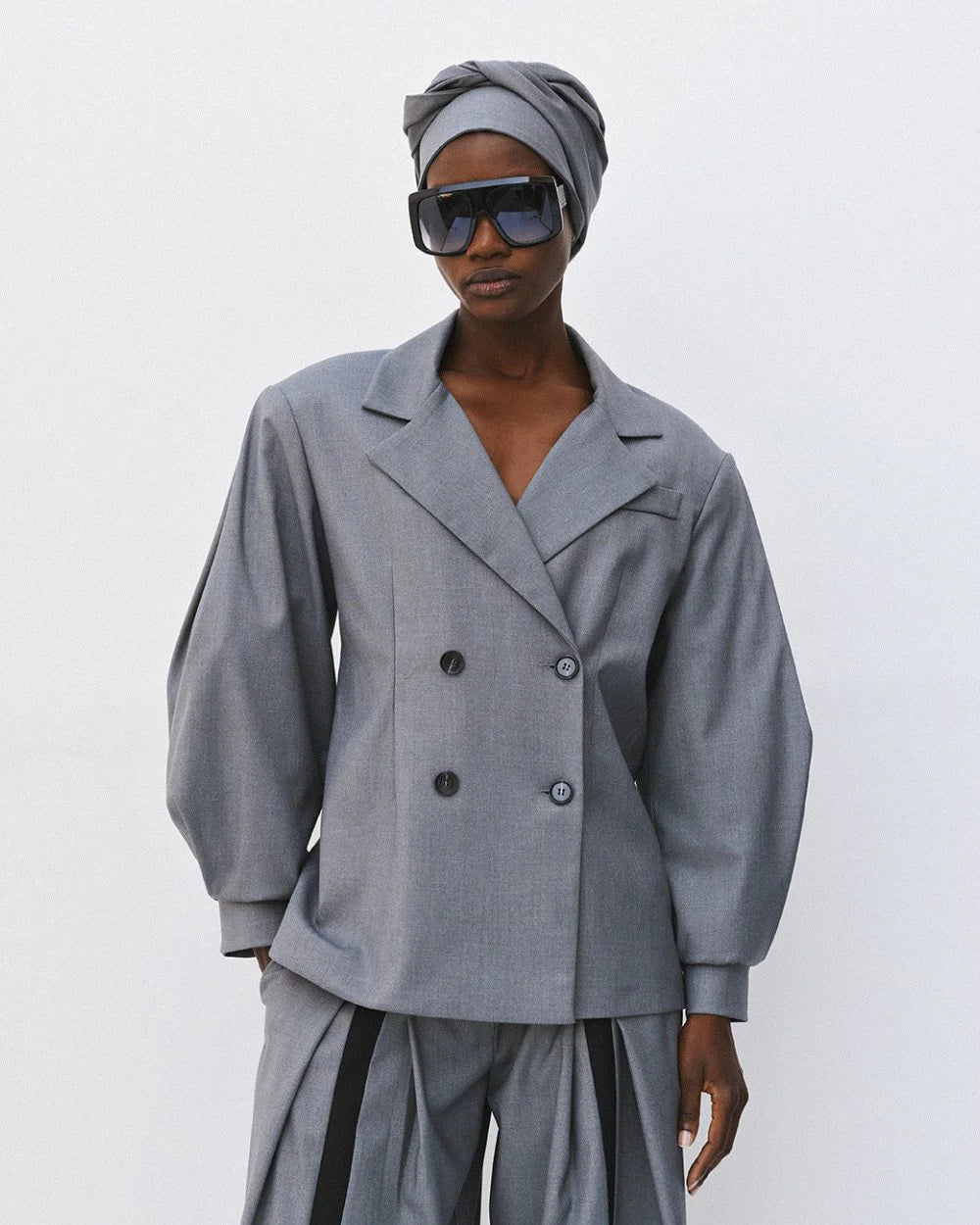 Σακάκι σταυρωτό με φουσκωτά μανίκια Access Fashion