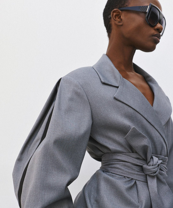 Σακάκι σταυρωτό με φουσκωτά μανίκια Access Fashion