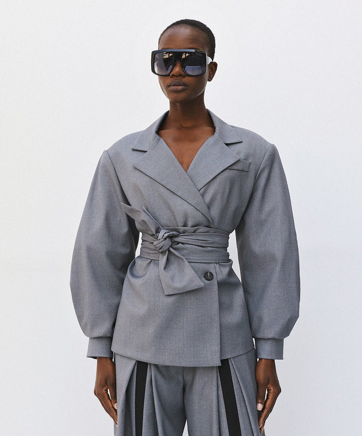 Σακάκι σταυρωτό με φουσκωτά μανίκια Access Fashion