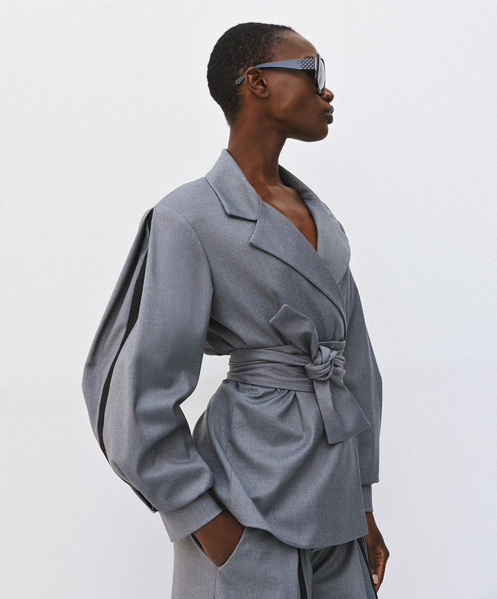 Σακάκι σταυρωτό με φουσκωτά μανίκια Access Fashion