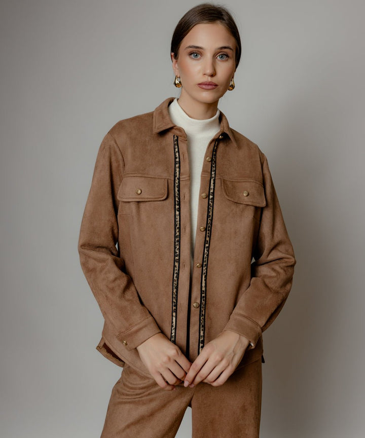 Σετ πουκάμισο και παντελόνα με animal print ρέλι Coelia