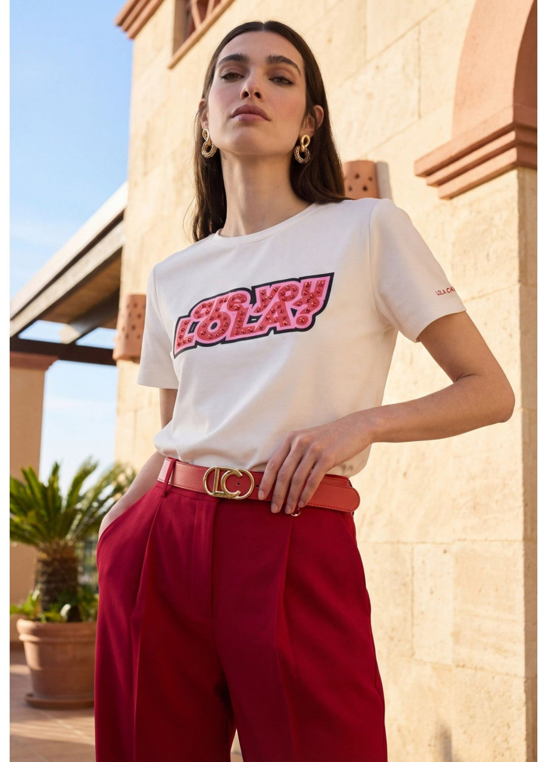 T-shirt "Are You LOLA?" με Strass Lola Casademunt