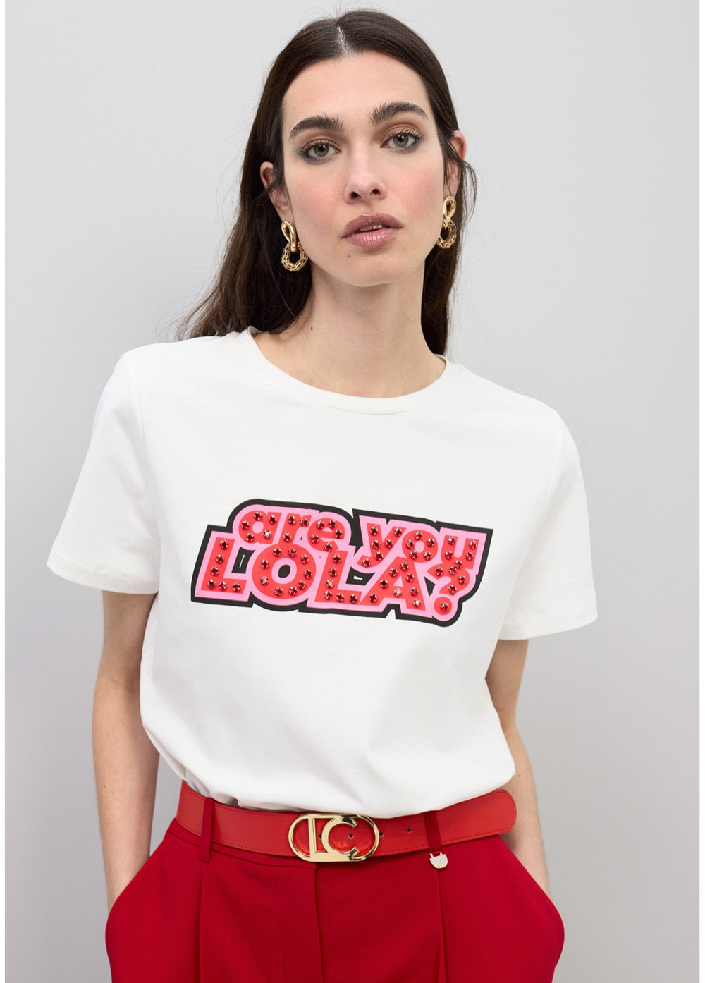 T-shirt "Are You LOLA?" με Strass Lola Casademunt