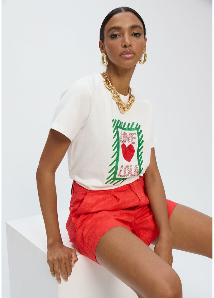 T-shirt "Love Lola" με κεντημένη καρδιά & strass Lola Casademunt