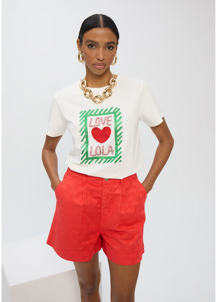 T-shirt "Love Lola" με κεντημένη καρδιά & strass Lola Casademunt