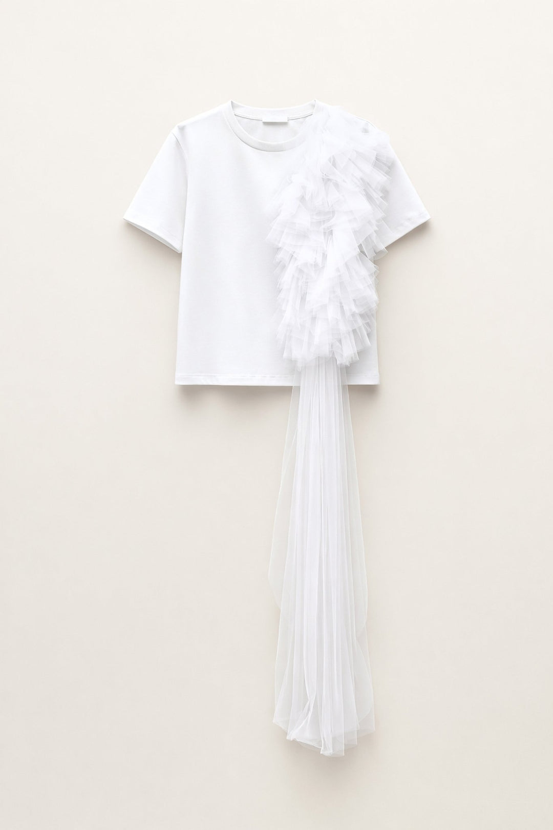 T-shirt με βολάν από τούλι Lumina