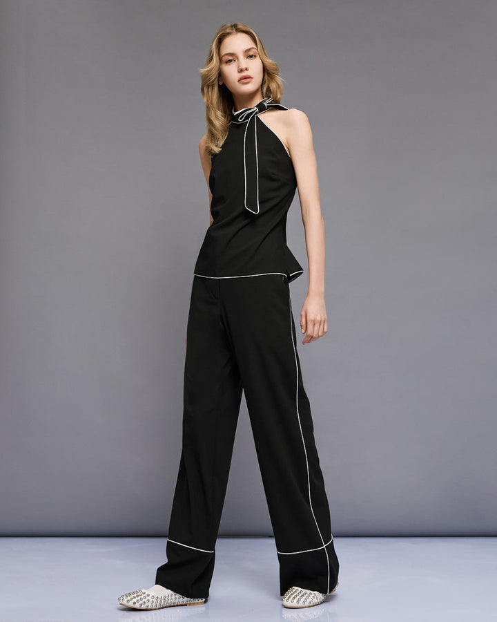 Τοπ halter με ρέλι και φιόγκο Access Fashion