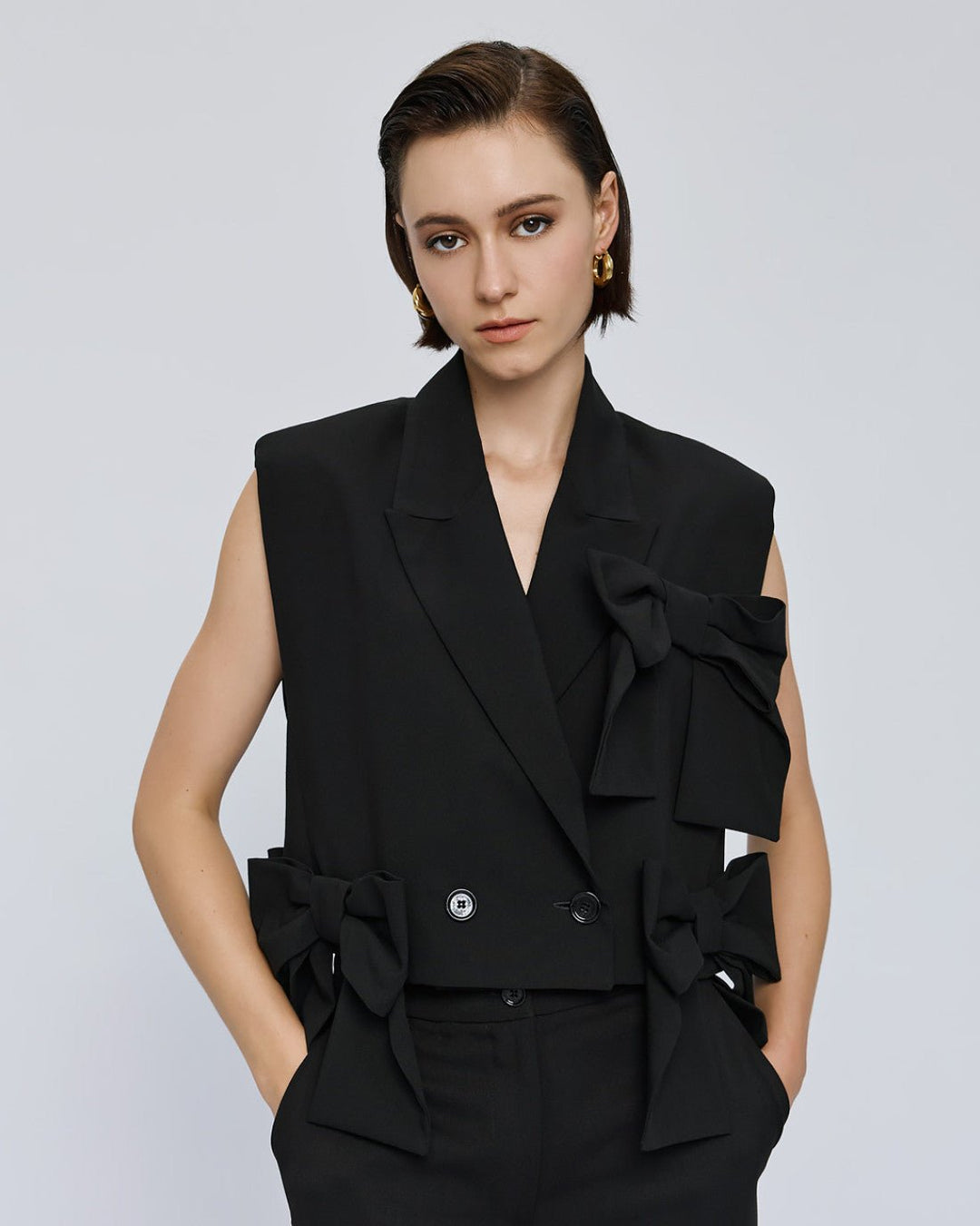 Τζάκετ αμάνικο με φιόγκους Access Fashion