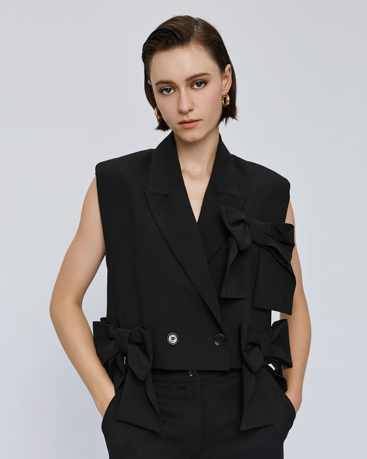 Τζάκετ αμάνικο με φιόγκους Access Fashion