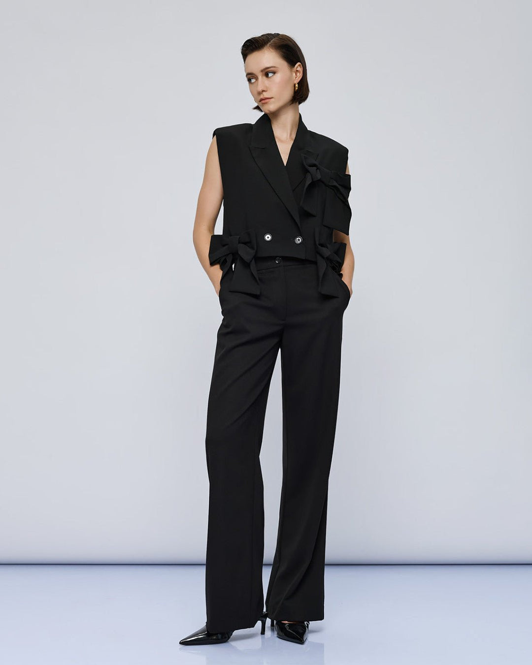 Τζάκετ αμάνικο με φιόγκους Access Fashion