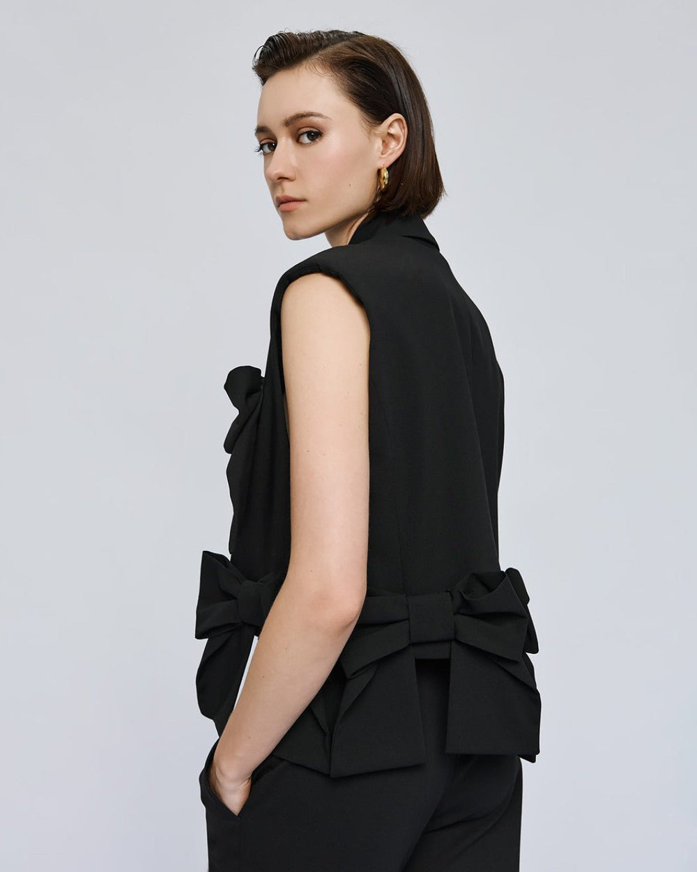 Τζάκετ αμάνικο με φιόγκους Access Fashion