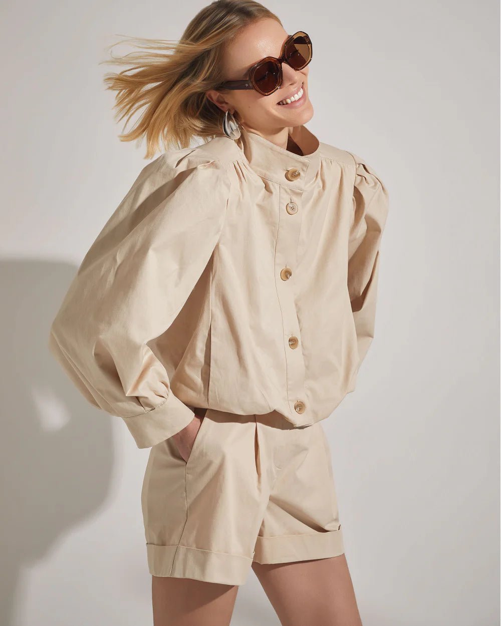Τζάκετ bomber balloon με φουσκωτά μανίκια Access Fashion