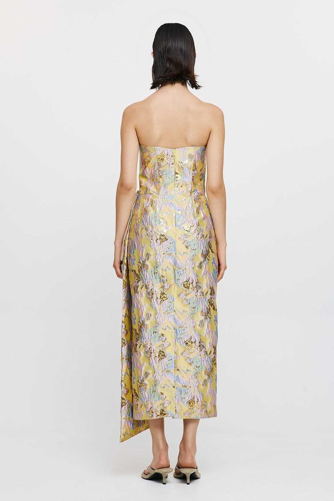Vicky Midi (Abstract) – Strapless midi φόρεμα με ιδιαίτερο μεταλλικό κέντημα Mormor