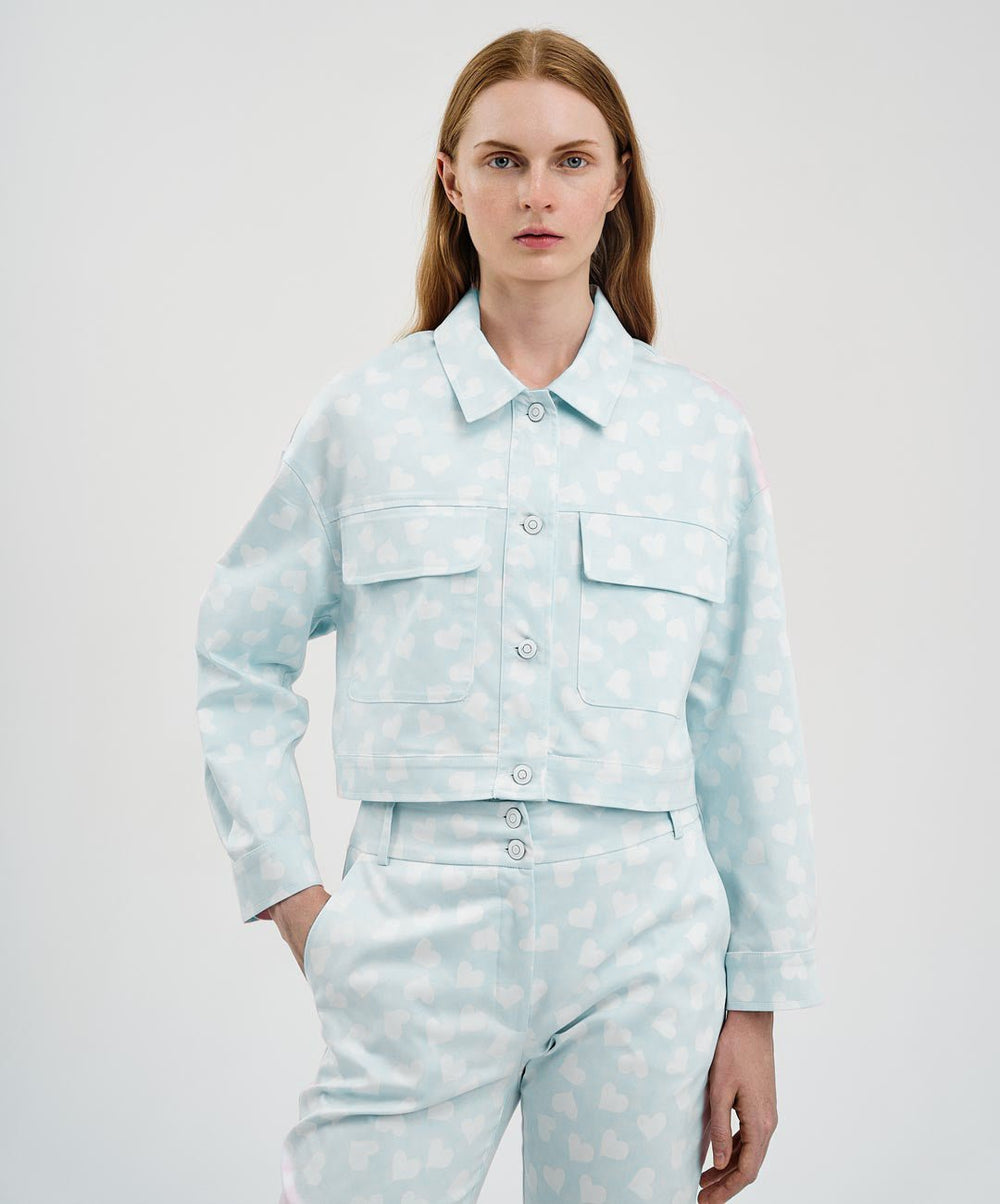 Denim jacket με τύπωμα καρδιές Access Fashion