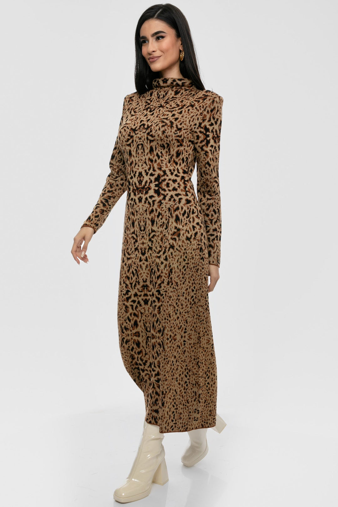 Φόρεμα μίντι lurex animal print Aggel Knitwear - A Collection Boutique
