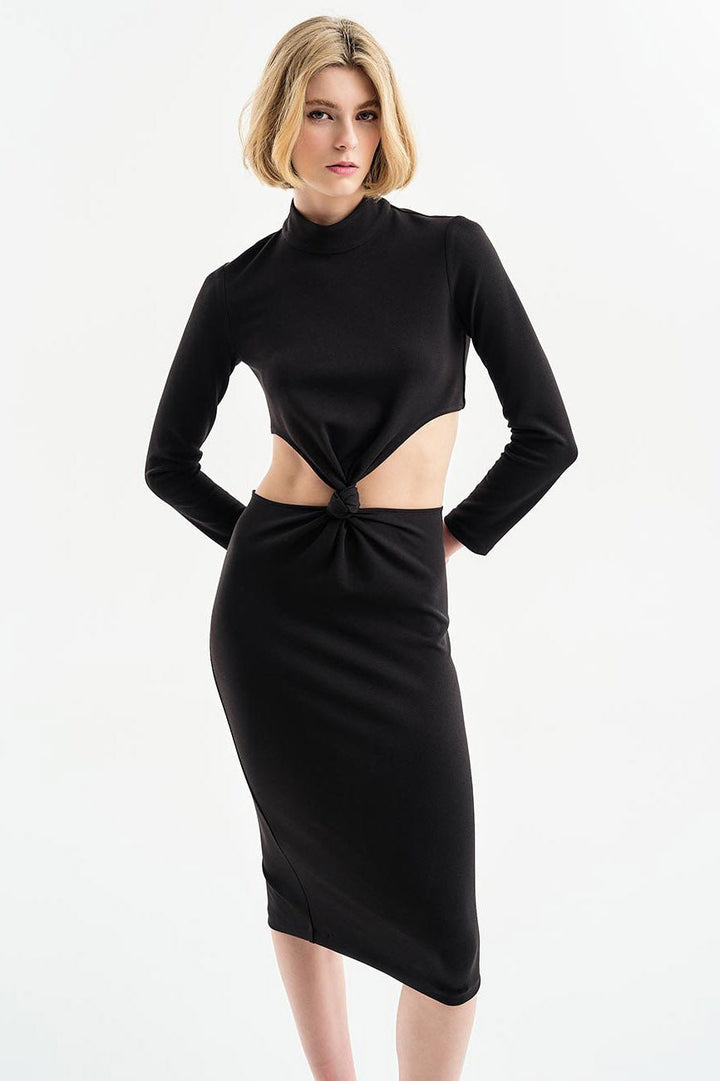 Φόρεμα μίντι με κόμπο και στρας στο λαιμό Access Fashion - A Collection Boutique