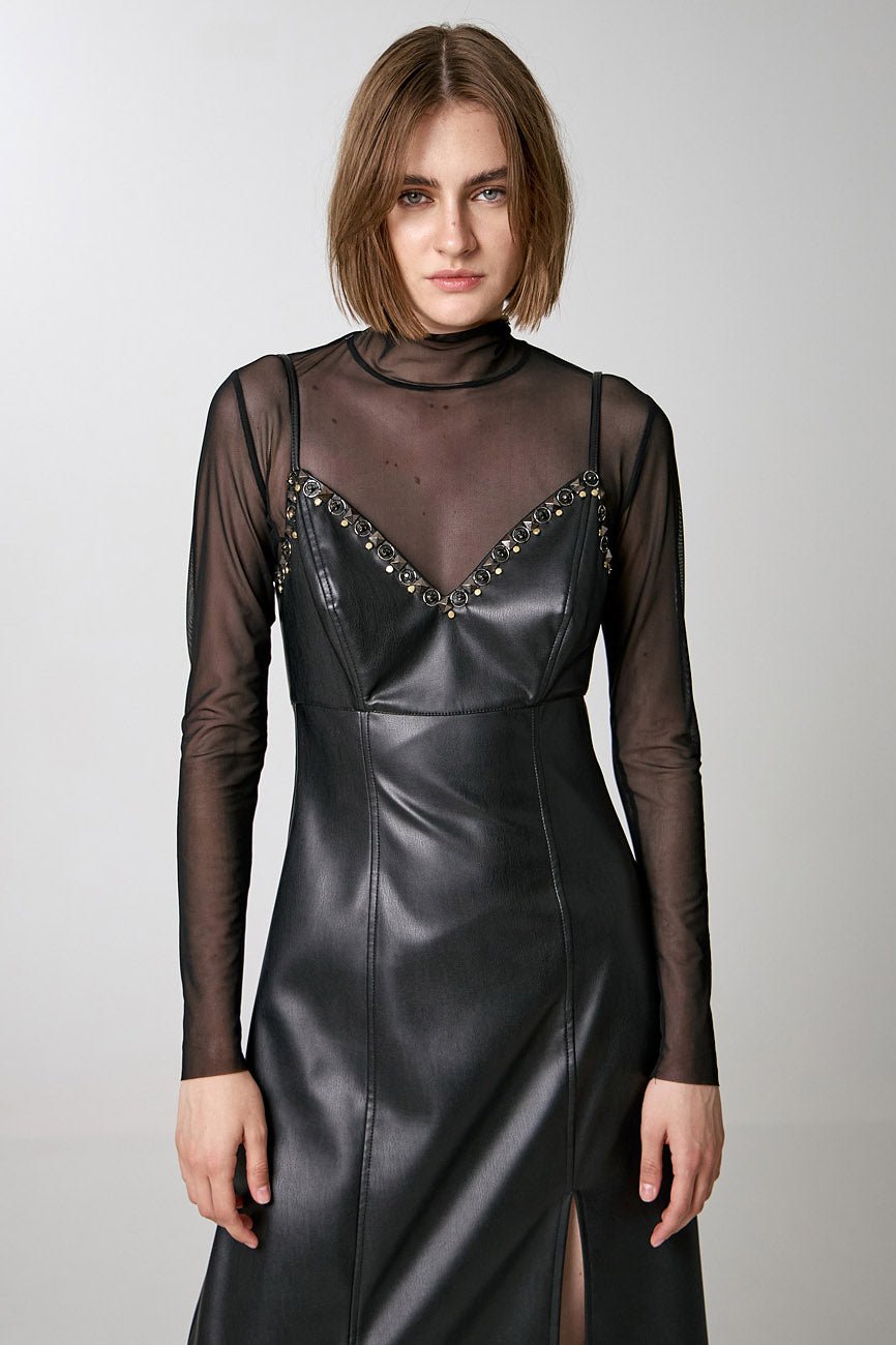 Φόρεμα όψη δέρματος με τρουκ Access Fashion - A Collection Boutique