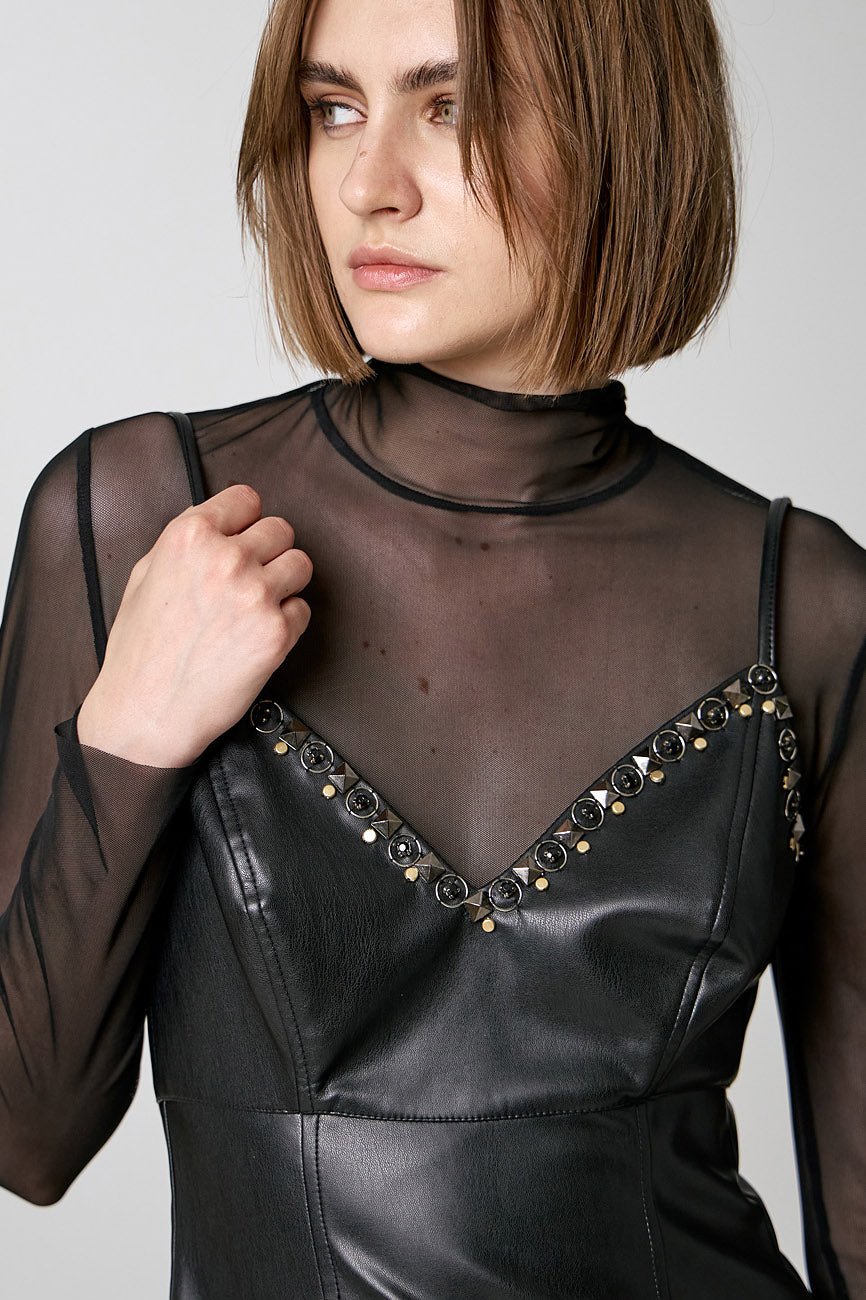 Φόρεμα όψη δέρματος με τρουκ Access Fashion - A Collection Boutique