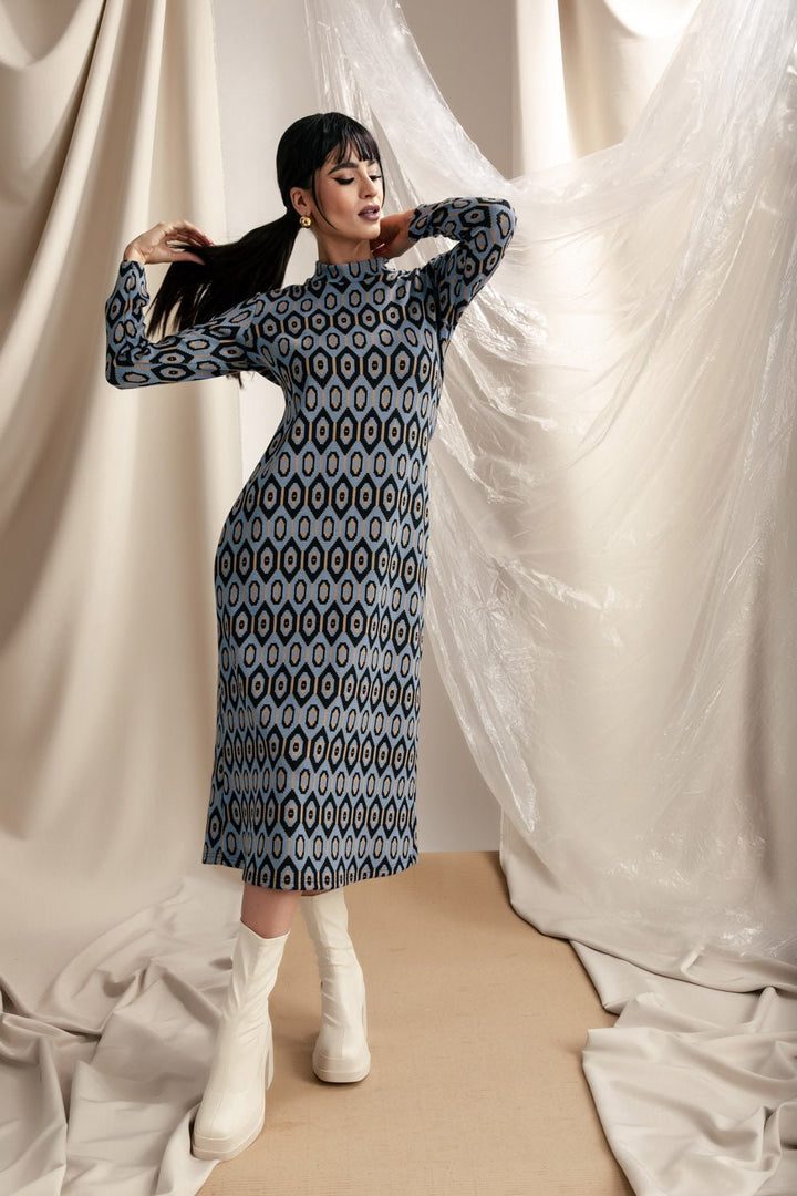 Φόρεμα πλεκτό ζακάρ μίντι Coelia - A Collection Boutique