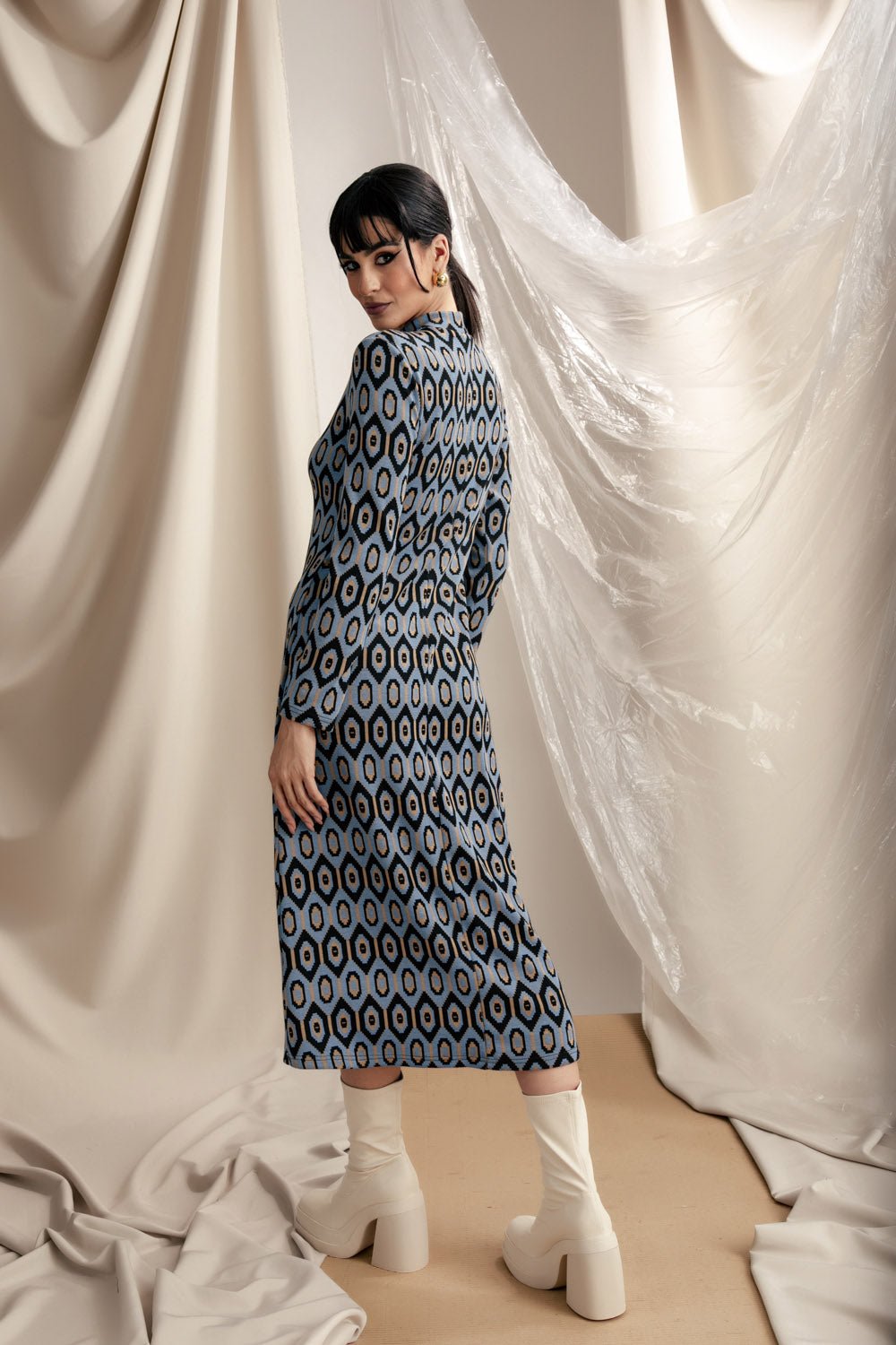 Φόρεμα πλεκτό ζακάρ μίντι Coelia - A Collection Boutique