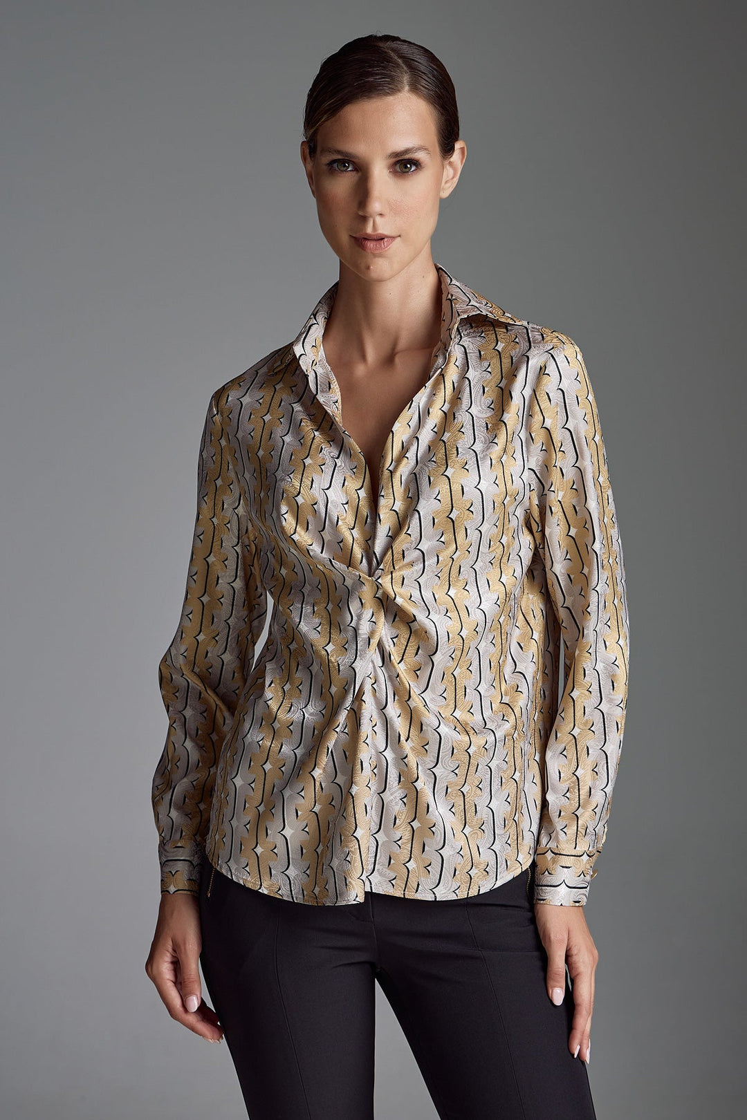 Μπλούζα με δέσιμο και print αλυσίδες Figaro Fashion - A Collection Boutique