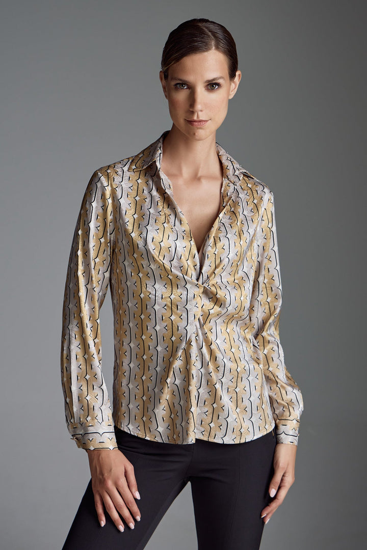Μπλούζα με δέσιμο και print αλυσίδες Figaro Fashion - A Collection Boutique
