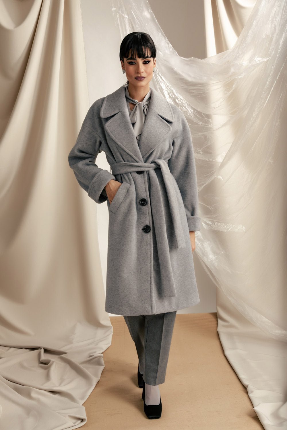 Παλτό μακρύ με δετή ζώνη Coelia - A Collection Boutique