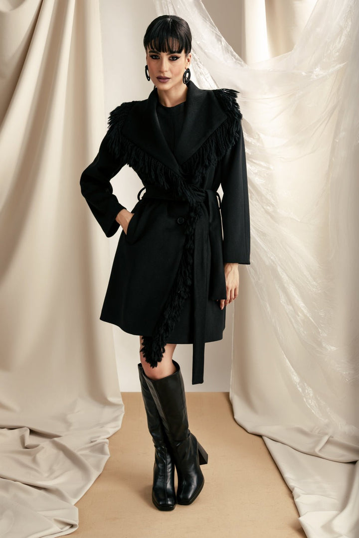Παλτό με ιδιαίτερο γιακά κρόσσια Coelia - A Collection Boutique