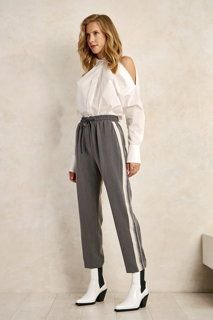Παντελόνι με ρίγα στο πλάι και λάστιχο στη μέση Figaro Fashion - A Collection Boutique