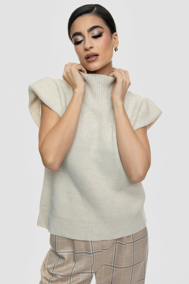 Πλεκτή αμάνικη μπλούζα με βάτες Figaro Fashion - A Collection Boutique