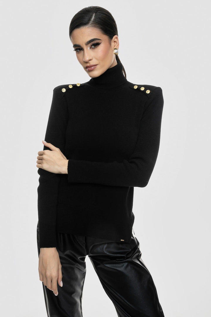 Πλεκτή μπλούζα ζιβάγκο με κουμπία Aggel Knitwear - A Collection Boutique
