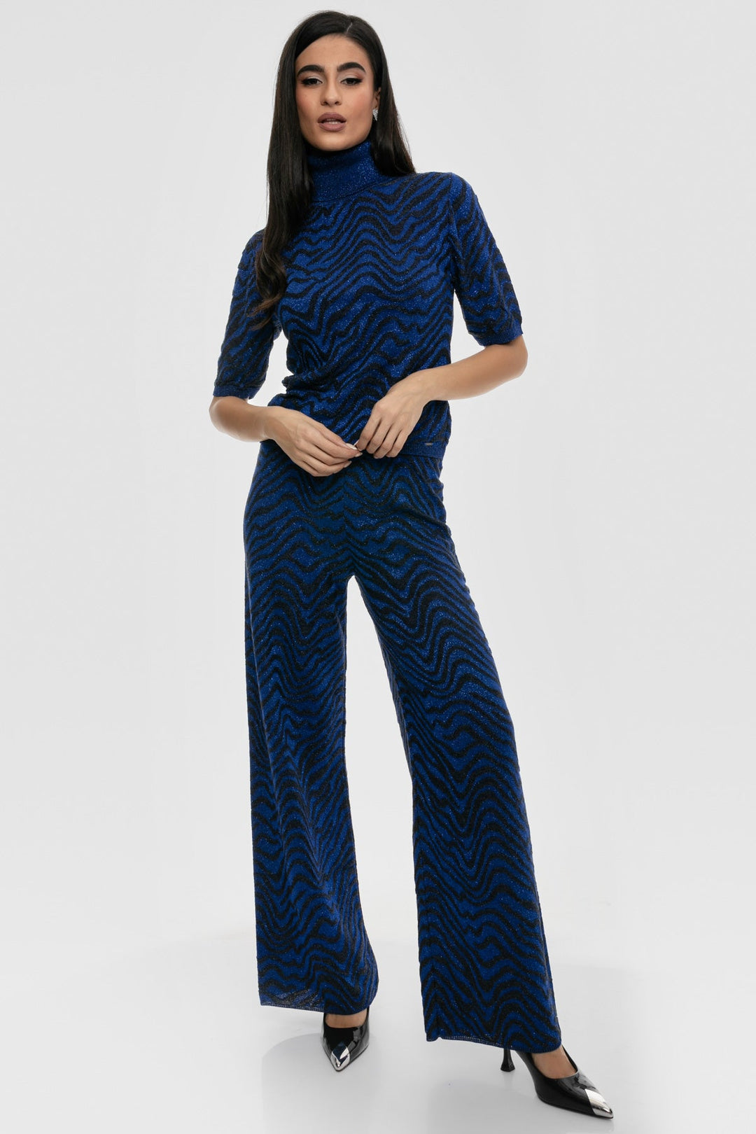 Πλεκτό lurex ζεβρα σετ Aggel Knitwear - A Collection Boutique