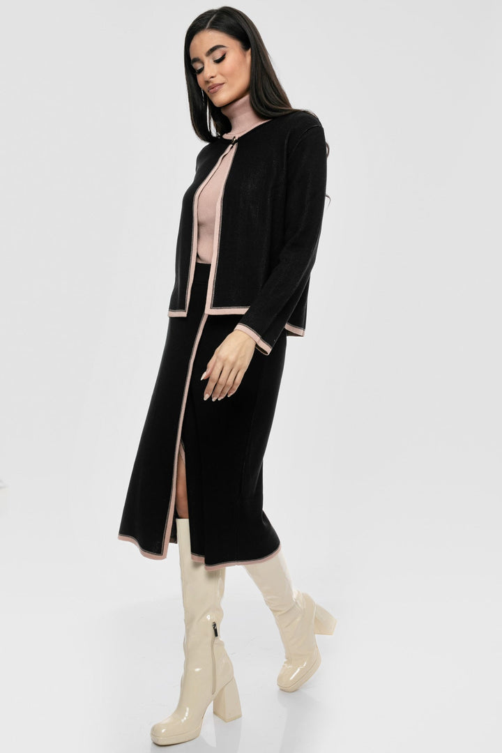 Πλεκτό σετ ζακέτα φούστα Figaro Fashion - A Collection Boutique