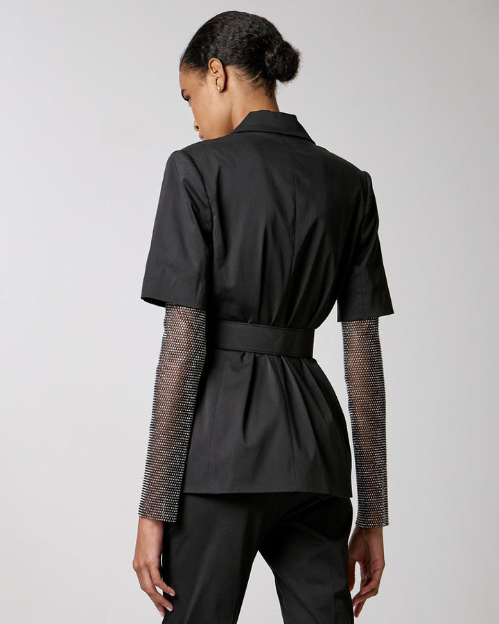 Σακάκι με στρας δίχτυ μανίκια Access Fashion - A Collection Boutique
