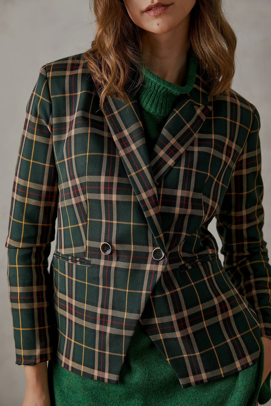 Σακάκι πράσινο καρό Figaro Fashion - A Collection Boutique