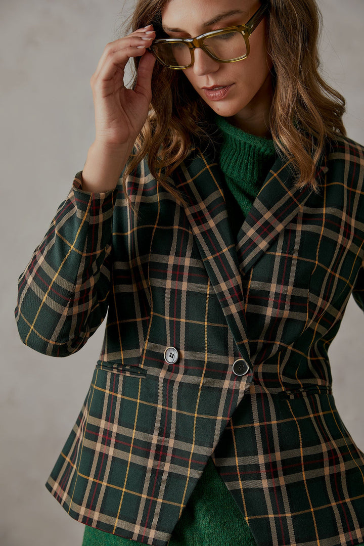 Σακάκι πράσινο καρό Figaro Fashion - A Collection Boutique