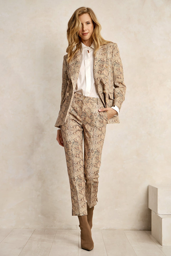 Σακάκι σταυρωτό με χρυσά κουμπιά και snake print Figaro Fashion - A Collection Boutique