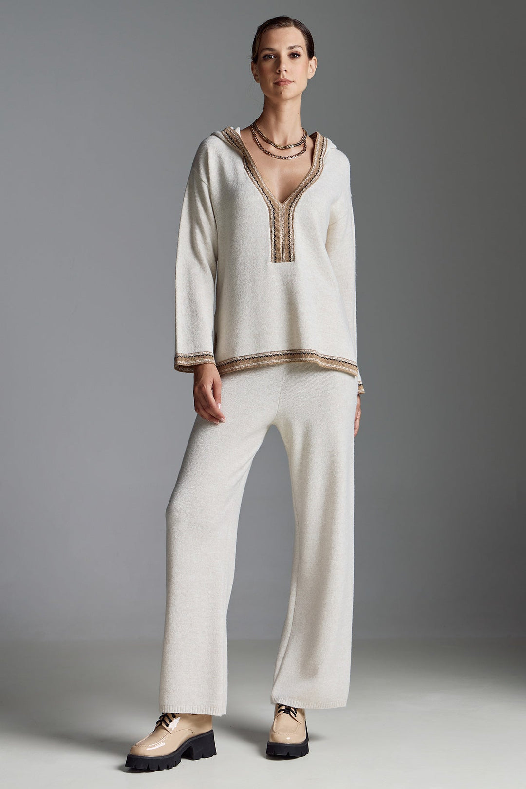 Σετ πλεκτή μπλούζα παντελόνι Figaro Fashion - A Collection Boutique