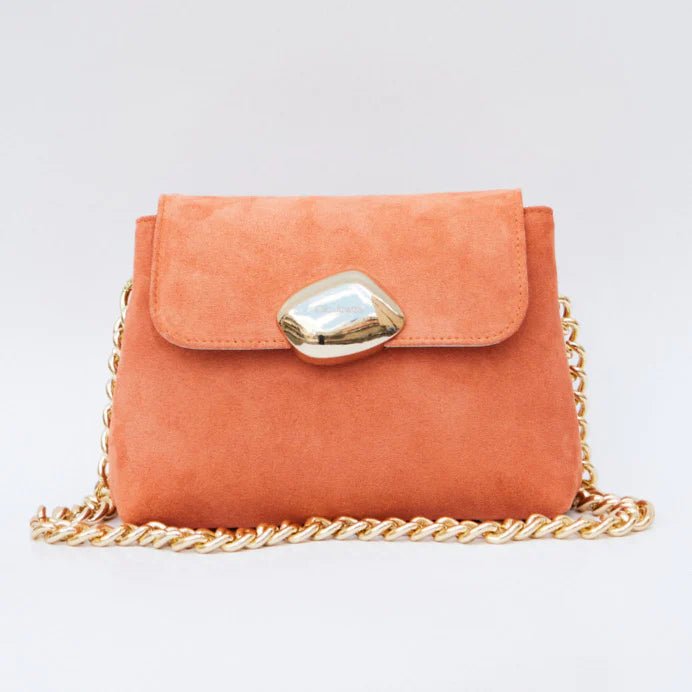 Τσάντα MiniBag Maya peach suede δερμάτινη Clic Jewels - A Collection Boutique