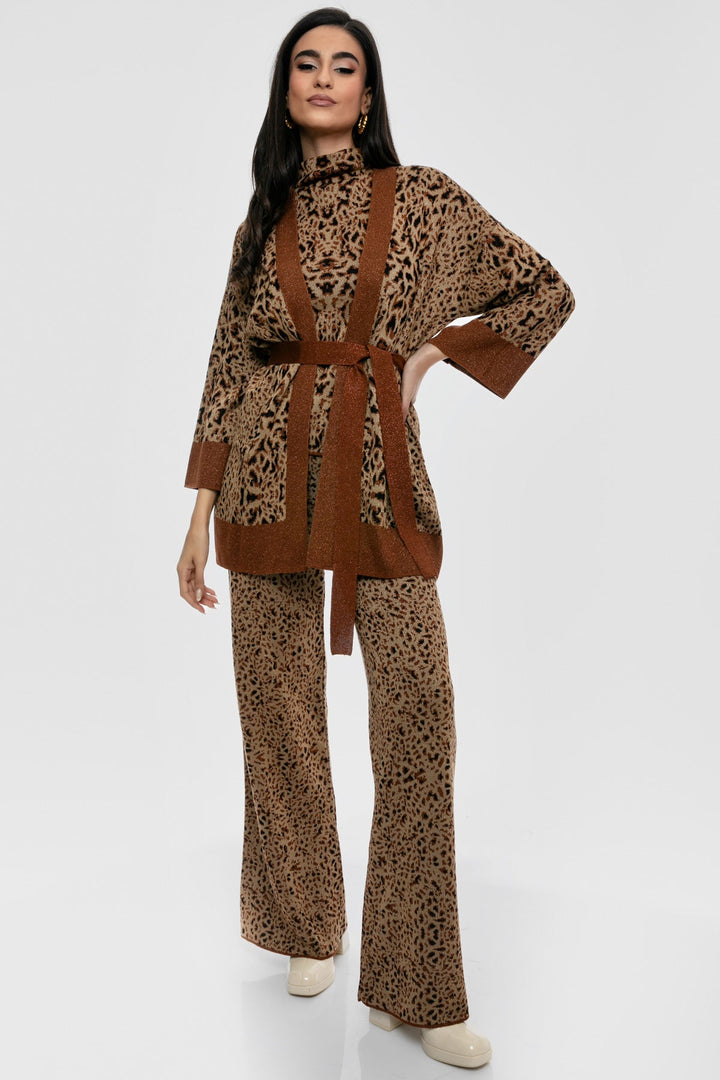 Ζακέτα πλεκτή lurex με animal print Aggel Knitwear - A Collection Boutique